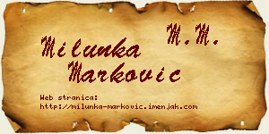 Milunka Marković vizit kartica